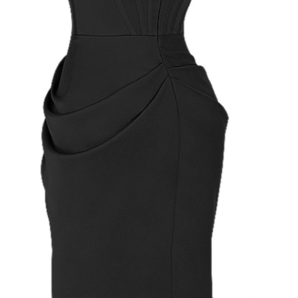 Black Satin House of Cb Janis Corset Midi Dress - Picture 3 of 6